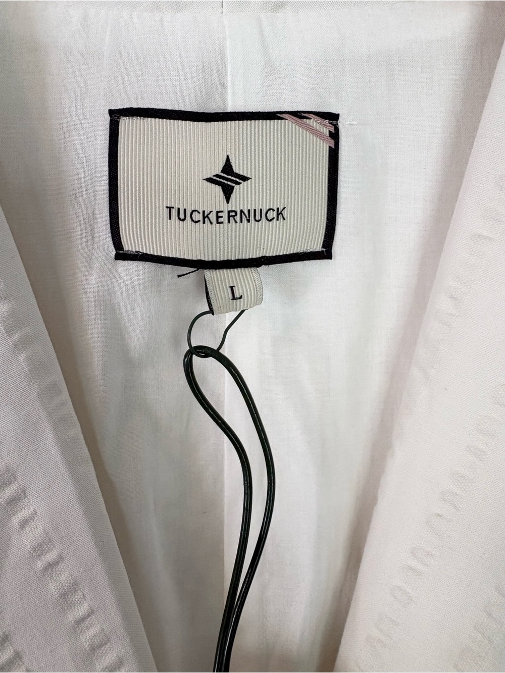 Tuckernuck Adelaide Shawl Collar Dress NWT Seersucker Sz Large White Midi Lined - Picture 4 of 14